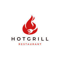 Fork With Fire Logo Vector Isolated in White Background