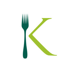 Initial letter K with fork for Restaurant Logo Design Inspiration
