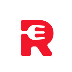 Initial Letter R with fork for Food Restaurant Logo Design Inspiration