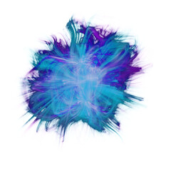 Magic explosion, game bomb boom effect with colorful clouds, smoke and fume. Fire blast, weapon shot. elemental magician spells purple, blue explode detonation