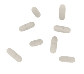 Capsules Supplement Medicine Random Falling Sequence 3D Rendering