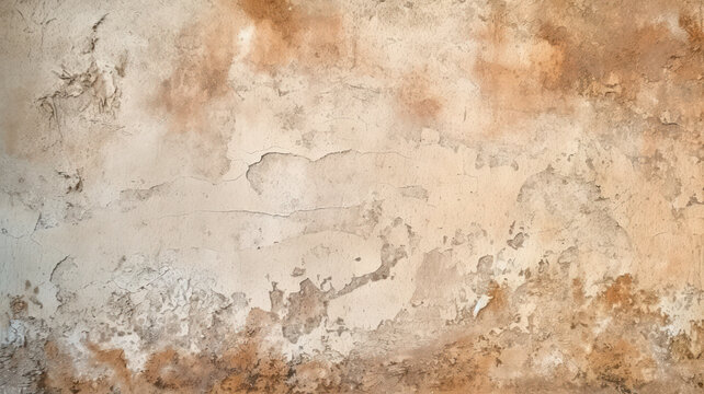 Vintage Concrete Wall with Light Brown Tonal Paint and Plaster