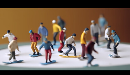 Figurines of toy man skaters.