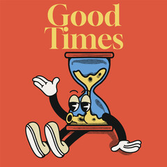 Good Time With Hourglass Groovy Character Design