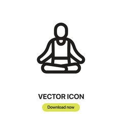 Meditation  icon vector. Linear style sign for mobile concept and web design.Meditation symbol illustration. Pixel vector graphics - Vector.