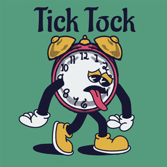 Tick Tock With Clock Groovy Character Design