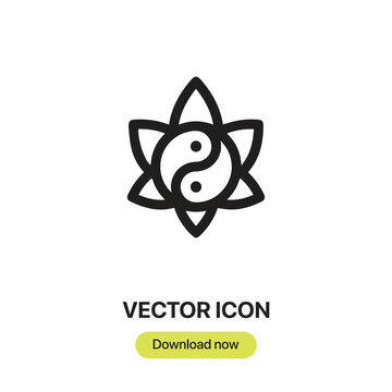 Yin Yang icon vector. Linear style sign for mobile concept and web design. Yin Yang symbol illustration. Pixel vector graphics - Vector.