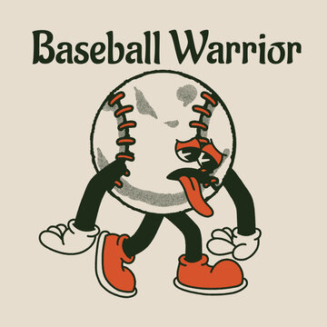 Baseball Warrior With Baseball Groovy Character Design