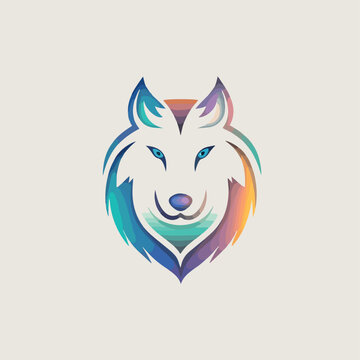 2D wolf illustration in logo, doodle style. Concept, art. Design element for logo, poster, card, banner, emblem, t shirt. Vector illustration 
