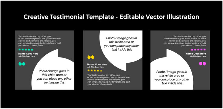 Creative Testimonial Templates - Editable Vector Illustration