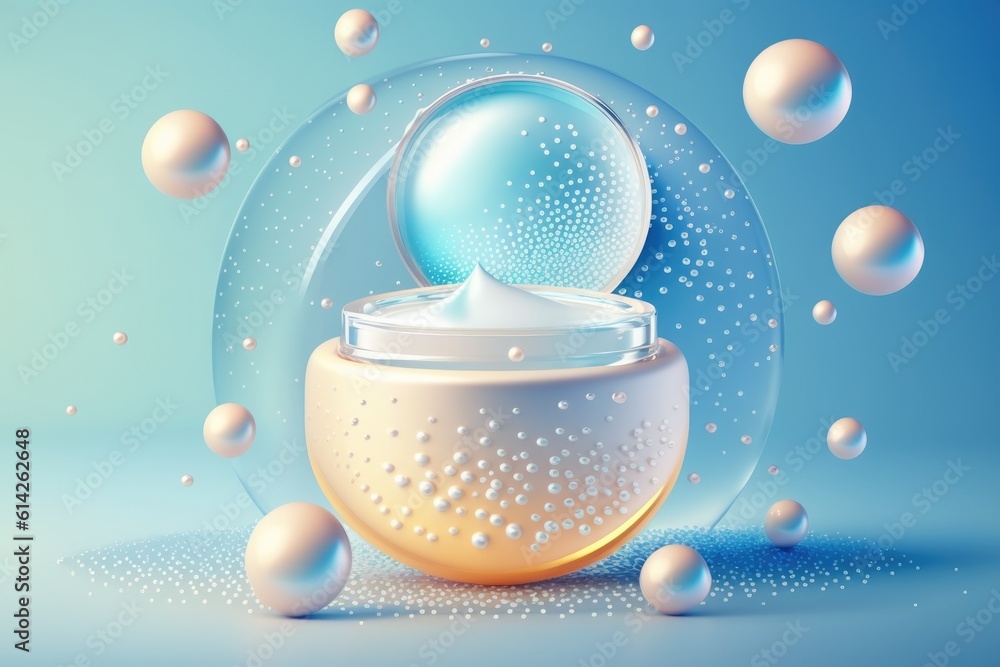 Poster overflowing jar filled with colorful liquid. generative ai