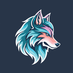 Obraz premium 2D wolf illustration in logo, doodle style. Concept, art. Design element for logo, poster, card, banner, emblem, t shirt. Vector illustration 