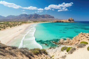 Fototapeta na wymiar Falasarna Beach, located north-west of Chania, Crete, Greece. Generative AI