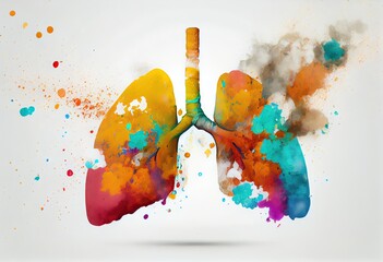 Damaged lung due to cigarette smoking. Generative AI - obrazy, fototapety, plakaty