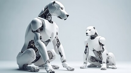 Fototapeta premium Robot dog on a white background. Generative AI