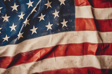 Grunge Flag of the USA Background, Vintage, Old Worn Concept.