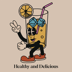 Healthy and Delicious With Juice Groovy Character Design