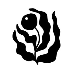 Abstract organic plant shape, floral curve isolated element. Contemporary black Matisse leaves. Vector botanical poster.