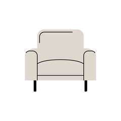 Armchair vector flat illustration on isolated background. Home interior furniture in scandinavian or japandi minimal style