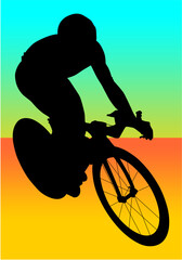 bici, montaña, carrera, silueta