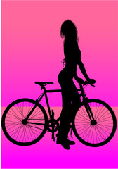 Fototapeta na wymiar silueta, bici, mujer