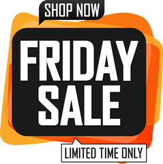 Friday Sale banner, discount tag on transparent background. Promotion sign for shop or online store, PNG illustration