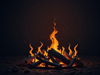 Campfire fire flamesbright image saturation. ai generative