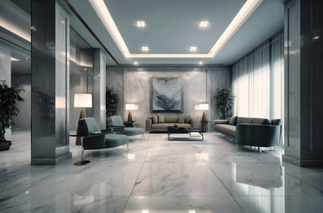 lobby of a highrise apartment