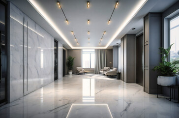 lobby of a highrise apartment