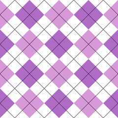 Obraz premium Seamless purple argyle pattern. Traditional diamond check print. Vintage seamless background.