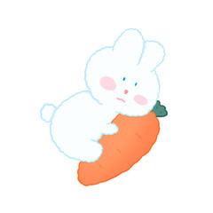 chubby bunny little cute rabbit love carrot happy in every day