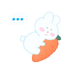 chubby bunny little cute rabbit love carrot happy in every day