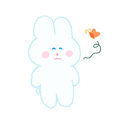 Obraz na płótnie Canvas chubby bunny little cute rabbit love carrot happy in every day
