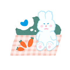 chubby bunny little cute rabbit love carrot happy in every day