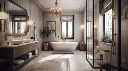 Fototapeta na wymiar Luxurious Elegant bathroom interior
