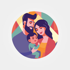 happy family with a baby, vector illustration