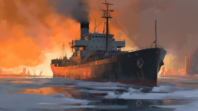 Painting ship, generative ai
