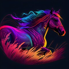 Obraz na płótnie Canvas Vivid colors horse, Generative AI