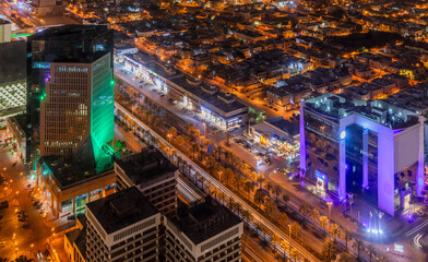 Night panorama with modern buildings, Al Olaya business district of Riyadh city, Al Riyadh, Saudi Arabia