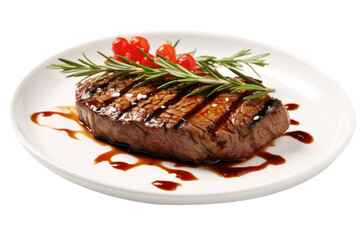Delicious Grilled Steak with Roasted Tomatoes and Herbs on a Transparent Background