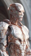 White marble female warrior fantasy character design rendering vertical