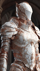 White marble female warrior fantasy character design rendering vertical