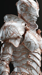 White marble female warrior fantasy character design rendering vertical