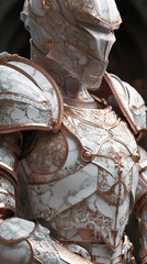 White marble female warrior fantasy character design rendering vertical