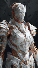 White marble female warrior fantasy character design rendering vertical