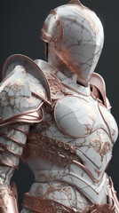 White marble female warrior fantasy character design rendering vertical