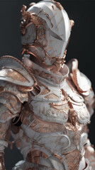 White marble female warrior fantasy character design rendering vertical