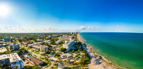 Fototapeta premium Aerial photo Deerfield Beach Florida coastline
