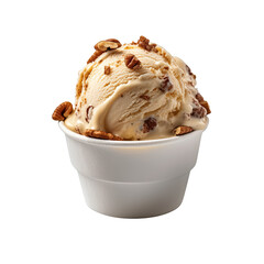 butter pecan ice cream isolated on a transparent background, generative ai