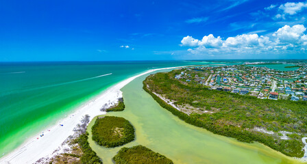 Aerial View of Marco Island, a popular tourist beach town, Florida